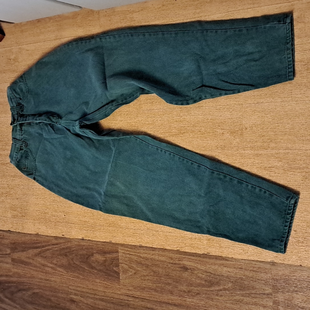 90's forest green high-waisted denim jeans